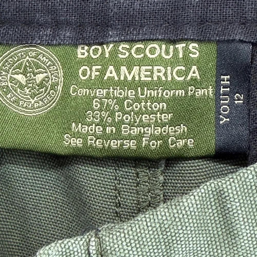 Boy Scouts of America Convertible Uniform Pants Youth 12 Olive Green Cargo